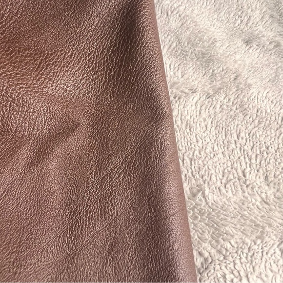 NWT Abercrombie & Fitch Vegan Leather Biker Moto Jacket Chocolate Brown Large - Picture 10 of 17